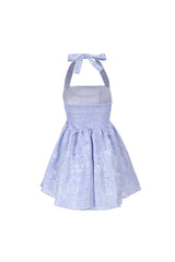 deborah Halterneck Floral Flare Mini Dress in blue