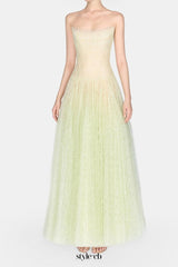 carol Draped Lace Maxi Dress in Mint