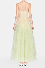 carol Draped Lace Maxi Dress in Mint