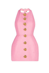 rita Halter Backless Mini Dress in pink