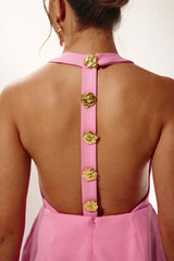 rita Halter Backless Mini Dress in pink