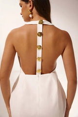 rita Halter Backless Mini Dress in white