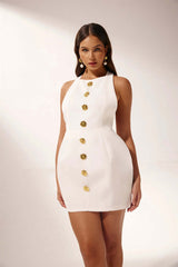 rita Halter Backless Mini Dress in white