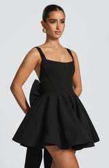 kristin back bow embellished Mini Dress in Black