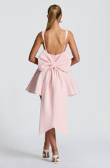kristin back bow embellished Mini Dress in Blush