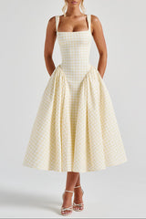 Sherrie Midi Dress - Lemon Gingham