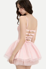 celeste lace bowknot backless mini dress in pink