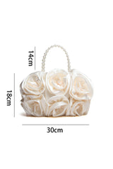 Satin Rosettes Pearl Handbag