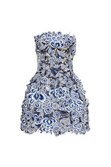 Strapless Threadwork Embroidered Mini Dress