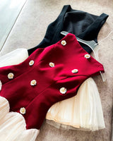 beryl 3D flower patchwork tulle mini dress in red