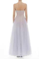 carol Draped Lace Maxi Dress in Violet