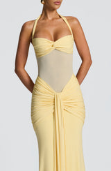 Vixen pleated bandage Maxi Dress - Lemon
