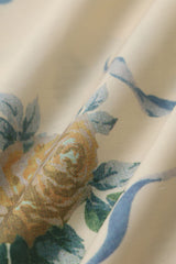 deirdre Floral Print Deep V Neck Midi Dress in yellow