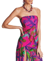 FLORAL-PRINT SILK CHIFFON MAXI DRESS IN RED DRESS STYLE OF CB