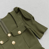 SQUARE COLLAR BUTTON MIDI DRESS IN OLIVE GREEN DRESS sis label