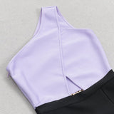 BANDAGE ONE-SHOULDER THIGH SLIT DRESS IN PURPLE styleofcb