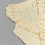 RUCHED RUFFLE TRIM MIDI DRESS DRESS sis label