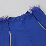 LONG SLEEVES STRAPLESS MIDI DRESS IN BLUE styleofcb