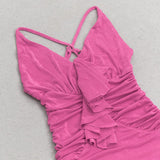 ROSE EMBELLISHED RUFFLED MIDI DRESS IN PINK styleofcb