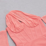 BANDAGE MESH IRREGULAR STRAPS MINI DRESS IN PINK styleofcb