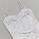 SATIN RUCHED DRESS IN GREY styleofcb