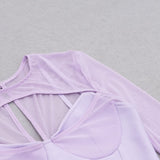 BANDAGE MESH HOLLOW MINI DRESS IN MAUVE styleofcb