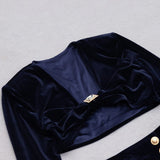 VELVET METAL BUCKLE SEXY TWO PIECES SUIT IN NAVY styleofcb