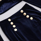 VELVET METAL BUCKLE SEXY TWO PIECES SUIT IN NAVY styleofcb