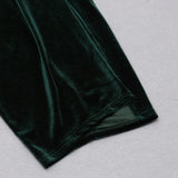 VELVET ONE-LINE SHOULDER HIGH SLIT DRESS IN DARK GREEN styleofcb