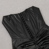 LEATHER STRAPLESS MIDI DRESS IN BLACK styleofcb
