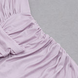 DEEP V-NECK SMALL FLYING-SLEEVED HIGH-RISE DRESS IN LIGHT PURPLE styleofcb