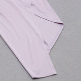 DEEP V-NECK SMALL FLYING-SLEEVED HIGH-RISE DRESS IN LIGHT PURPLE styleofcb