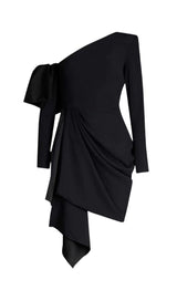 CROSS-SHOULDER MINI DRESS IN BLACK styleofcb