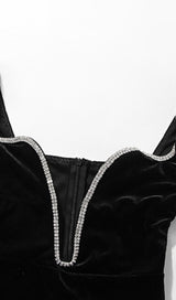 CRYSTAL V NECK MINI DRESS IN BLACK Dresses styleofcb