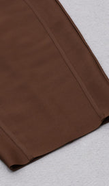 BROWN MESH STITCHED SEXY SKINNY MIDI DRESS Dresses styleofcb