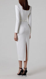 SQUARE SHOULDER CORSET MIDI DRESS IN WHITE styleofcb