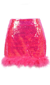 SEQUIN FEATHER MINI SKIRT Dresses styleofcb S PINK