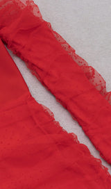 STRAPLESS STRAPLESS LACE MIDI DRESS IN RED DREESES styleofcb