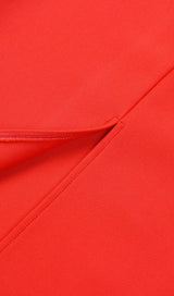 SQUARE SHOULDER CORSET MIDI DRESS IN RED styleofcb