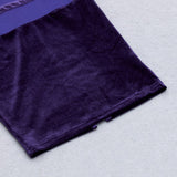 VELVET PERSPECTIVE TULLE STITCHING BAG HIP DRESS IN PURPLE styleofcb