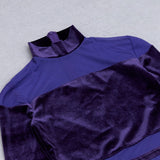 VELVET PERSPECTIVE TULLE STITCHING BAG HIP DRESS IN PURPLE styleofcb