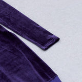 VELVET PERSPECTIVE TULLE STITCHING BAG HIP DRESS IN PURPLE styleofcb