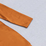 IRREGULAR RUFFLED BUTTOCK WRAP DRESS IN CARAMEL styleofcb