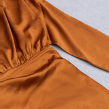 IRREGULAR RUFFLED BUTTOCK WRAP DRESS IN CARAMEL styleofcb