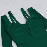 PERSPECTIVE GAUZE FISH BONE DRESS IN DARK GREEN styleofcb