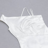 SATIN ONE SHOULDER MIDI DRESS IN WHITE styleofcb