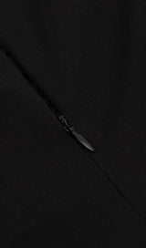 LONG SLEEVED V NECK PLEATED MIDI DRESS IN BLACK DREESES styleofcb