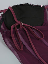 SEQUIN CORSET MIDI DRESS IN WINE styleofcb