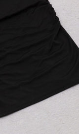 LONG SLEEVED V NECK PLEATED MIDI DRESS IN BLACK DREESES styleofcb