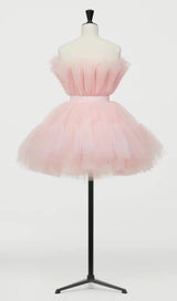 LAYERED STRAPLESS MINI DRESS IN PINK Dresses sis label